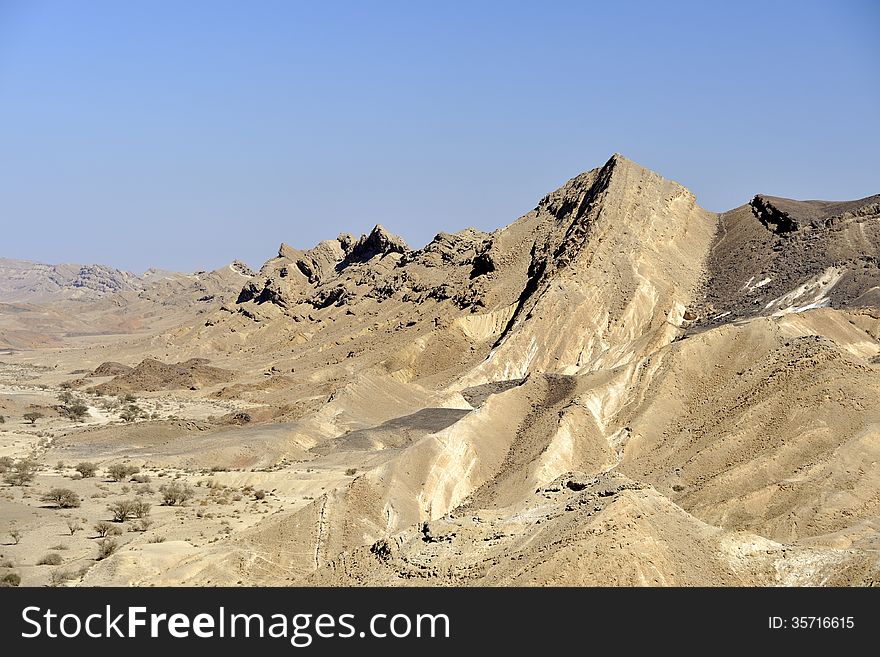 Crater Ramon geological park in Negev desert, Israel. Crater Ramon geological park in Negev desert, Israel