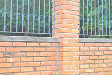 Old Brick Wall And Iron Fence Royalty Free Stock Photos Old Brick Wall And Iron Fence Royalty Free Stock Photos