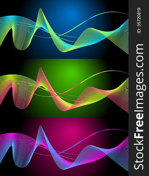 An illustration of an abstract colorful background made out of warp swashes and abstract lines. An illustration of an abstract colorful background made out of warp swashes and abstract lines