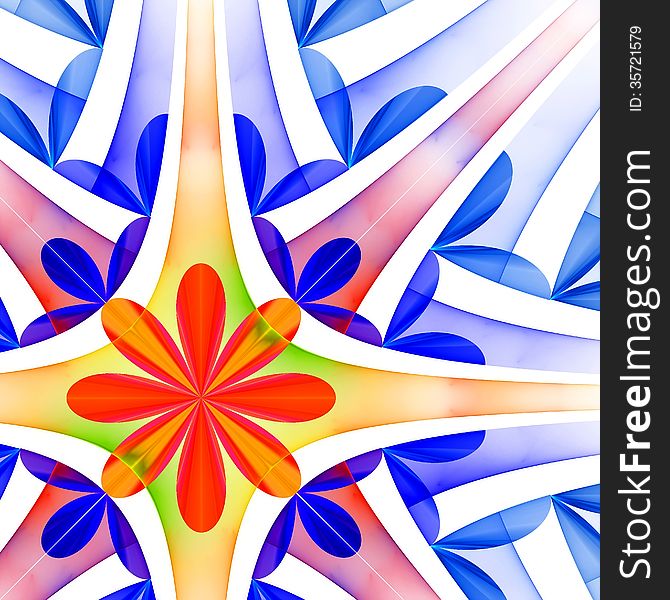 Petal pattern in blue and yellow. Computer generated graphics.