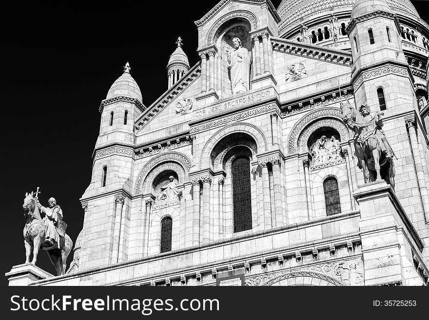 The Basilica of the Sacred Heart of Jesus (Basilique du Sacre-Coeur) on Montmartre hill, Paris. The Basilica of the Sacred Heart of Jesus (Basilique du Sacre-Coeur) on Montmartre hill, Paris