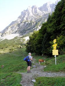 Hiker At A Crossroads Stock Images Hiker At A Crossroads Stock Images