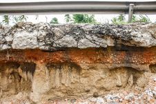 Cracked Concrete Road Stock Photo