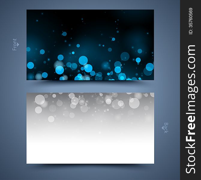 Blue business card template. Abstract background, front and back. Blue business card template. Abstract background, front and back