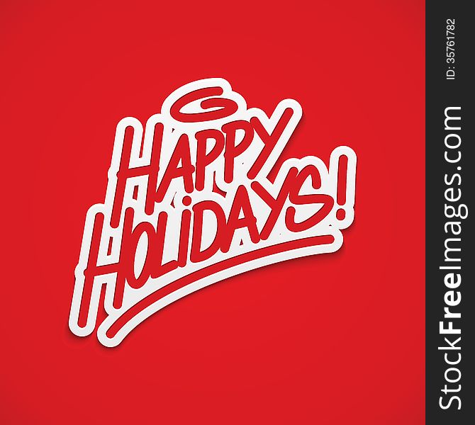 Happy holidays label lettering postcard