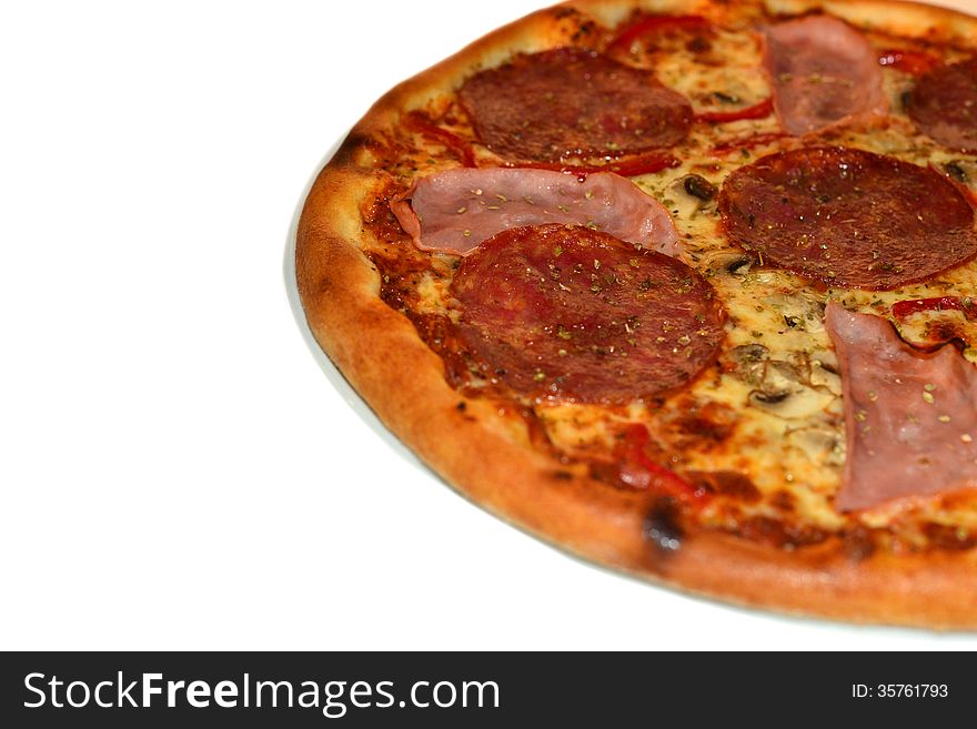 Italian pizza isolated on a white background