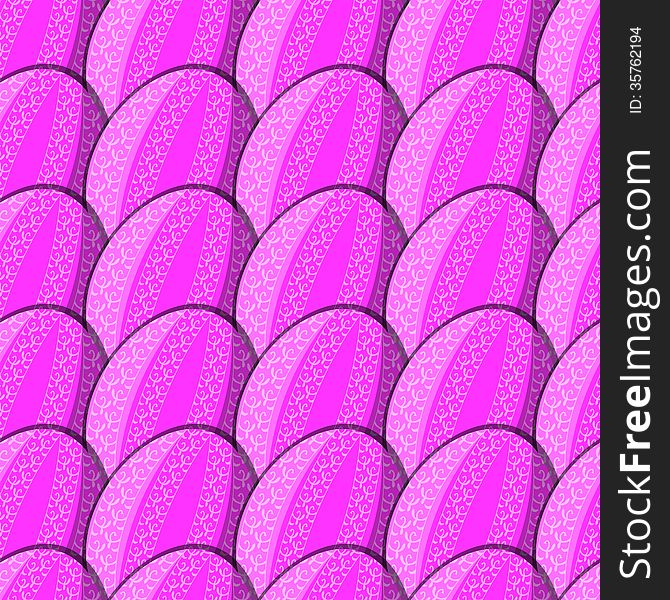 Seamless pattern of eggs with curl, vector illustration