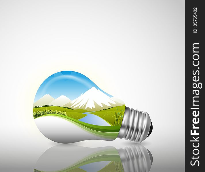 Light bulb, ecological concept in illustration vector