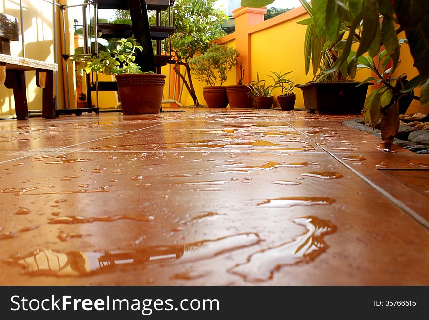 Wet Tiled Patio
