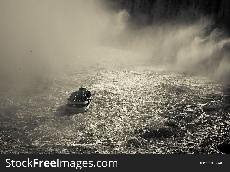 Tourist boat in the Niagara Falls Gorge Canada