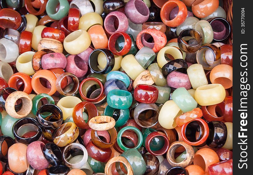 Pile of colorful stone rings