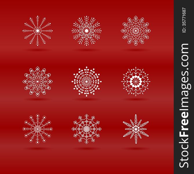 Set of snowflakes in vector