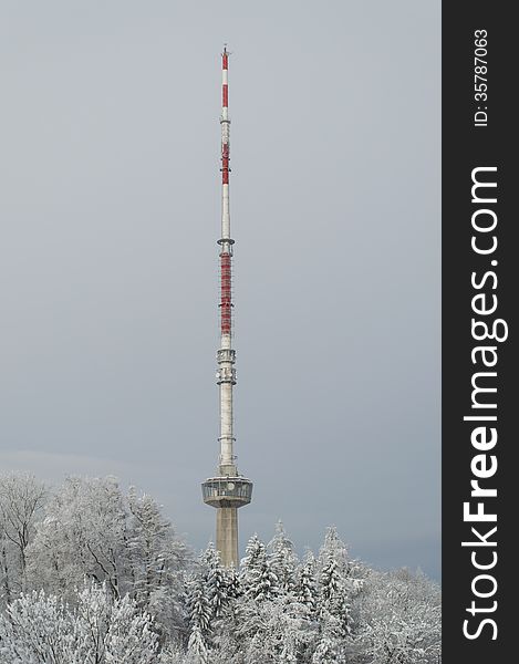 Uetliberg tv-tower during a winter day. Uetliberg tv-tower during a winter day