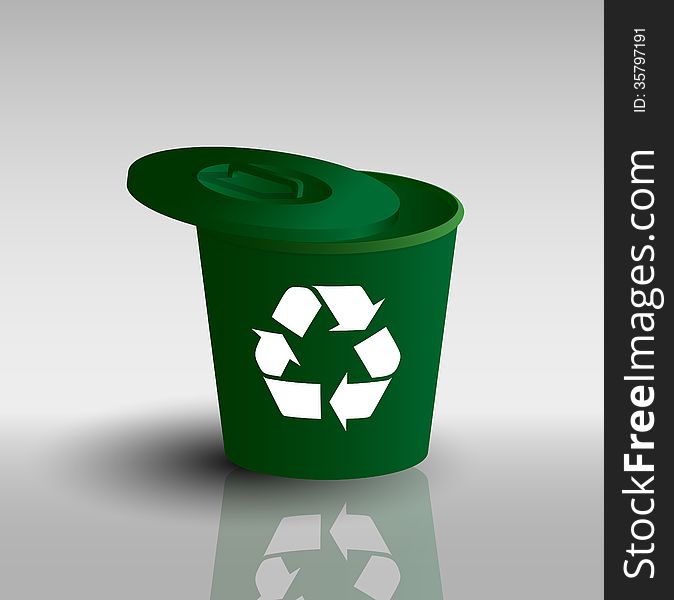 Picture of green container with recycling sign on it, vector epc10 illustration. Picture of green container with recycling sign on it, vector epc10 illustration