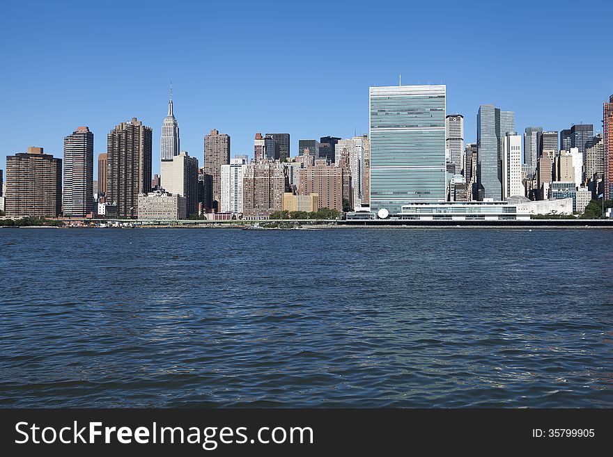 United Nations Building And New York Skyline