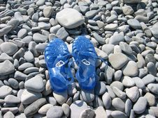 Beach Stones And Sandals Stock Image Beach Stones And Sandals Stock Image