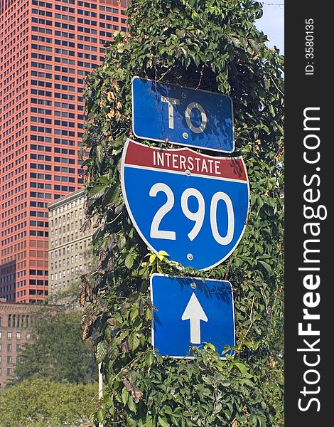 Sign of Interstate 290 in Chicago.