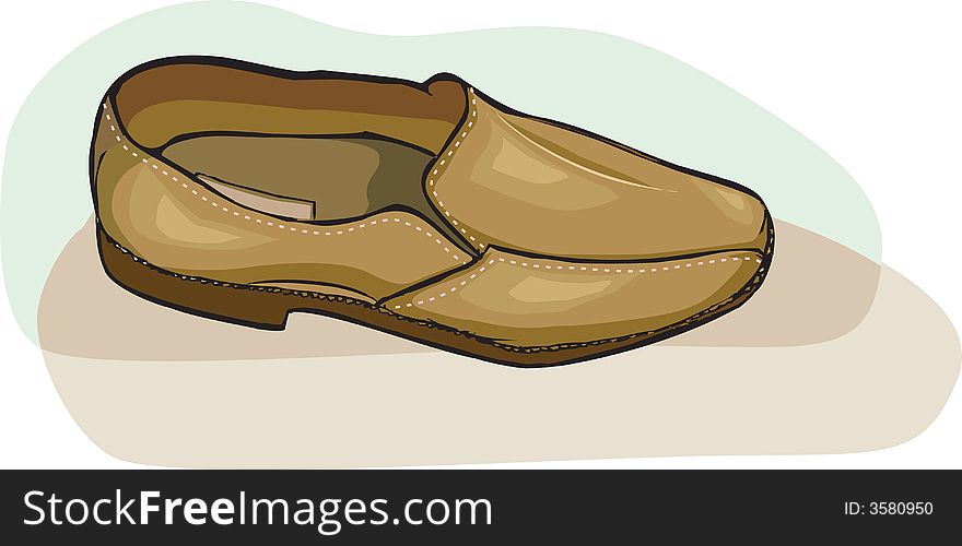 A brown shoe on a white background.
