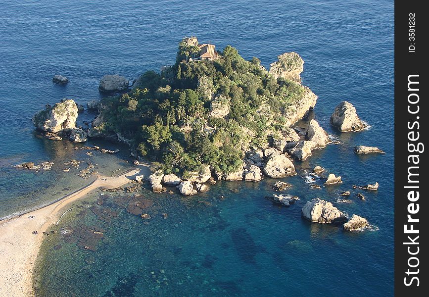 Mini peninsula near Taormina, Italy. Mini peninsula near Taormina, Italy
