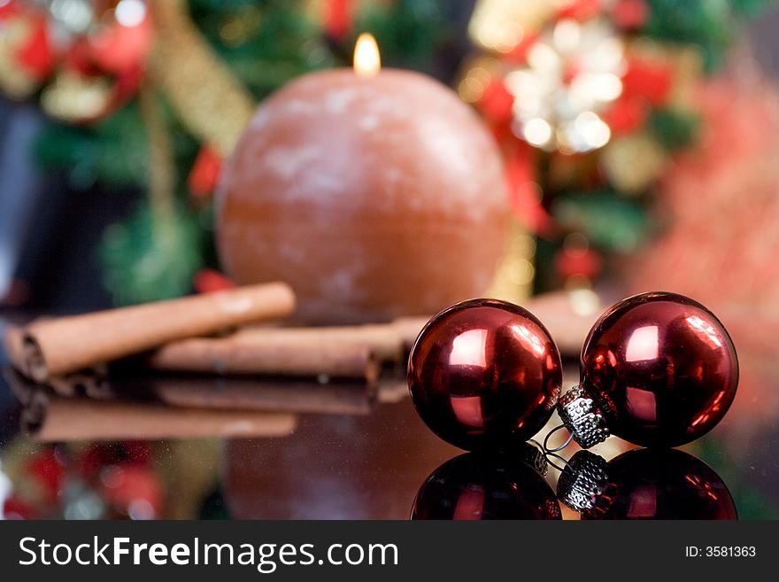 Christmas composition (focus on balls). Christmas composition (focus on balls)