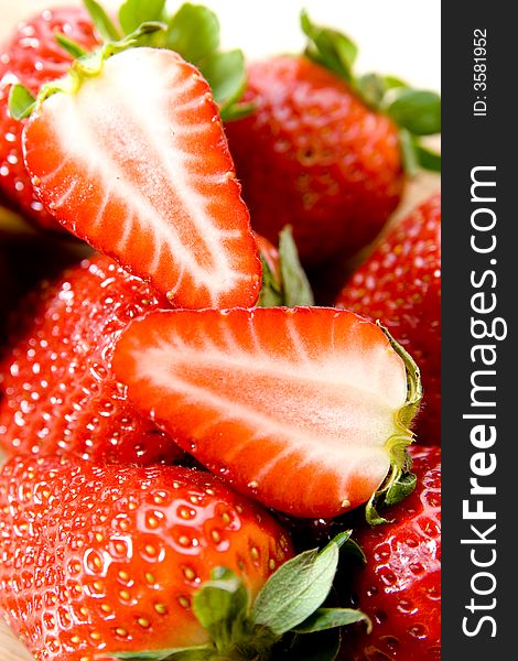 Fresh strawberries (focus on center )