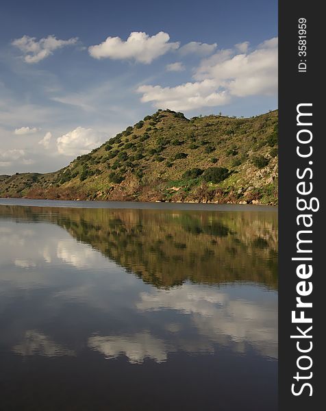 Peaceful landscape in river guadiana in portugal