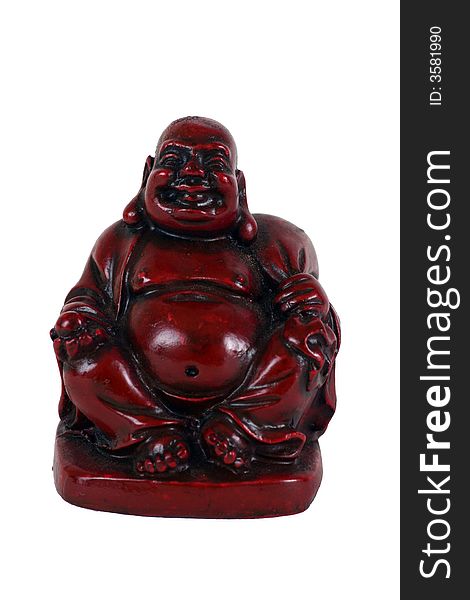 Red laughing Buddha (Budai or Hotei) figure