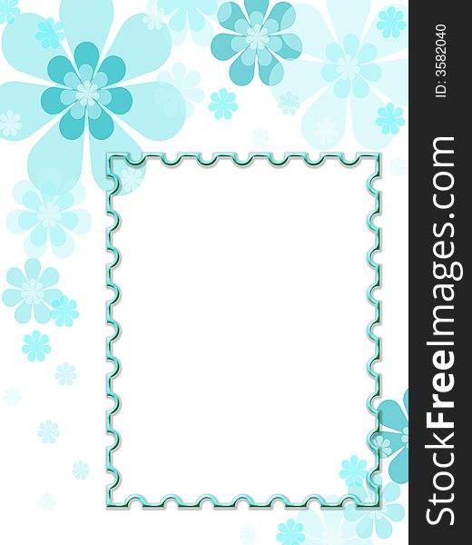 Flower framework of blue color for various congratulations. On a white background.