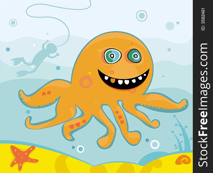 Cute friendly octopus