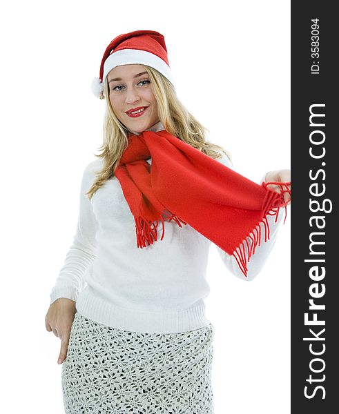 Beautiful Woman With Red Scarf