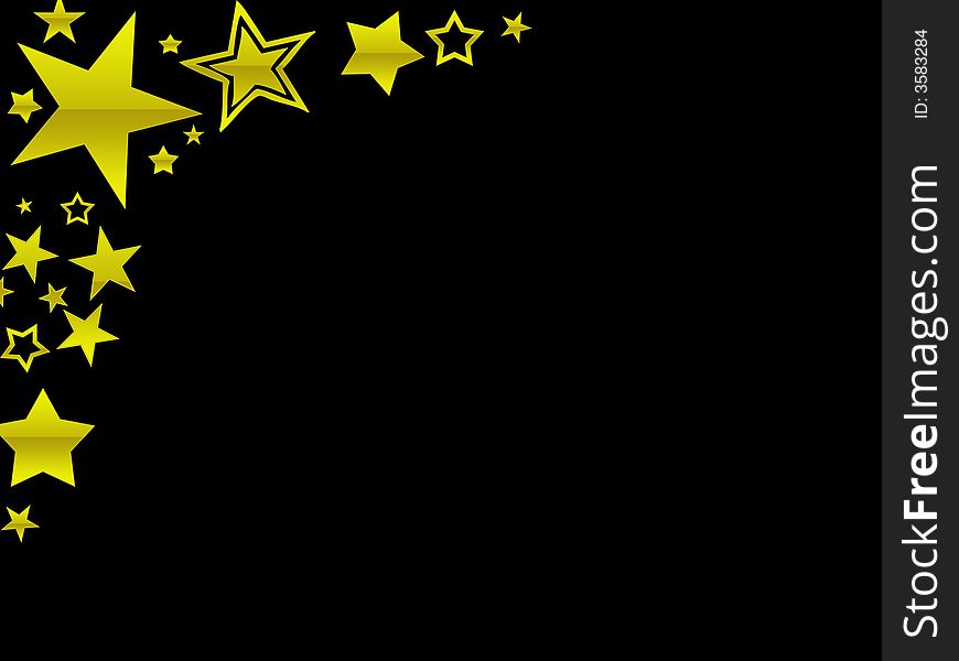 A black page with a gold star border. A black page with a gold star border