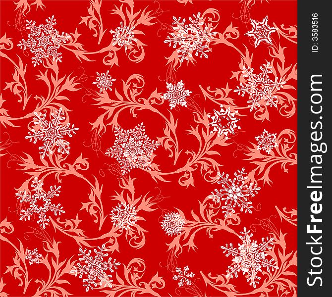 Red Wallpaper & Snowflakes