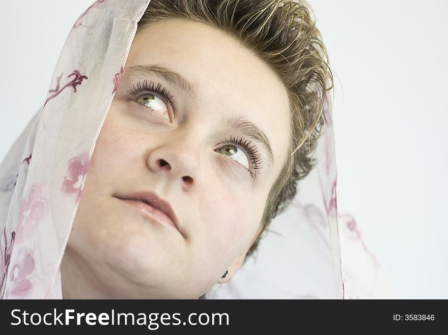 Beautiful young girl with scarf