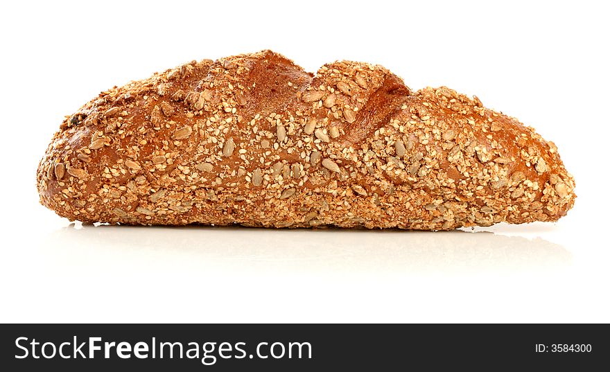 Long loaf made of rye bread, icolated