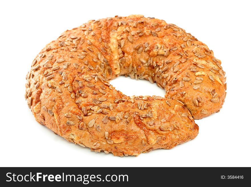 Bread with sunflower seeds, isolated