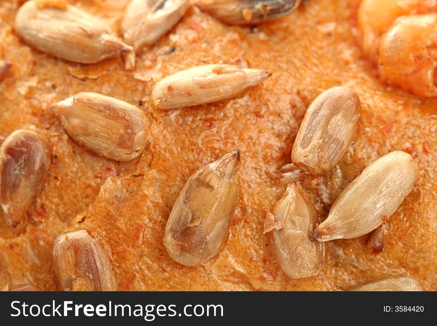 Bread with sunflower seeds, background