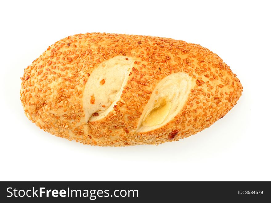 Sweet bun with sesame, isolated