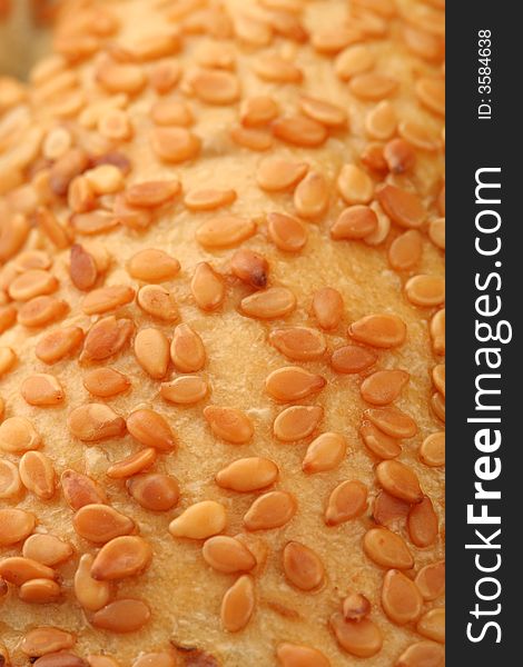 Fresh bread with sesame, background