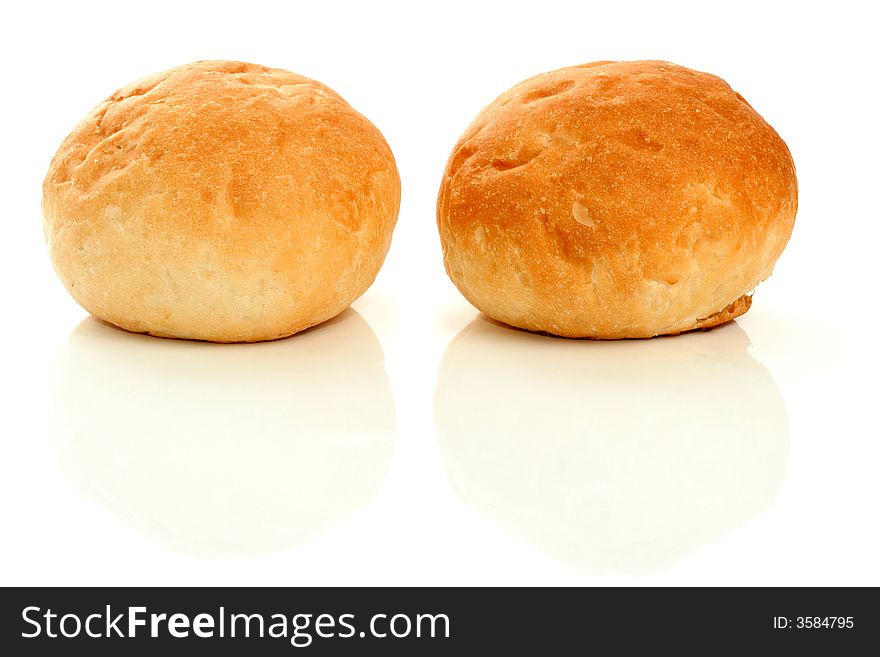Two sweet buns, isolated on white. Two sweet buns, isolated on white
