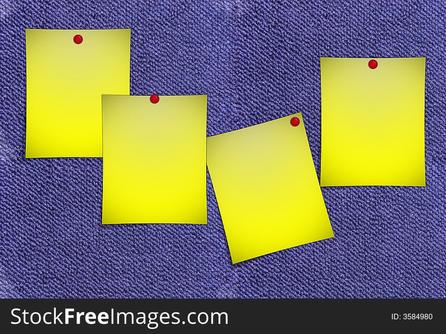 Yellow post-it notes on blue cloth background