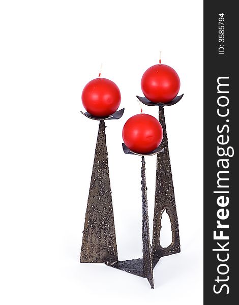 Candlestick with red round candles