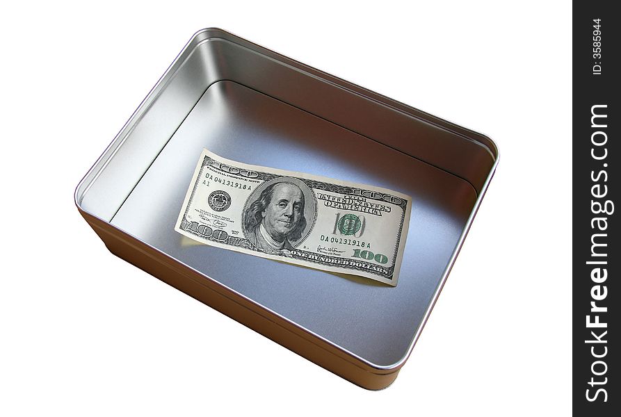 Denomination in a metal box on a white background. Denomination in a metal box on a white background.
