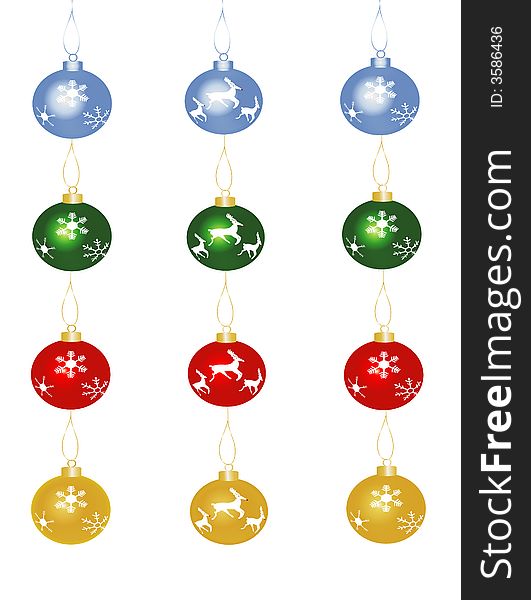 Multi-Colored Christmas Baubles white background