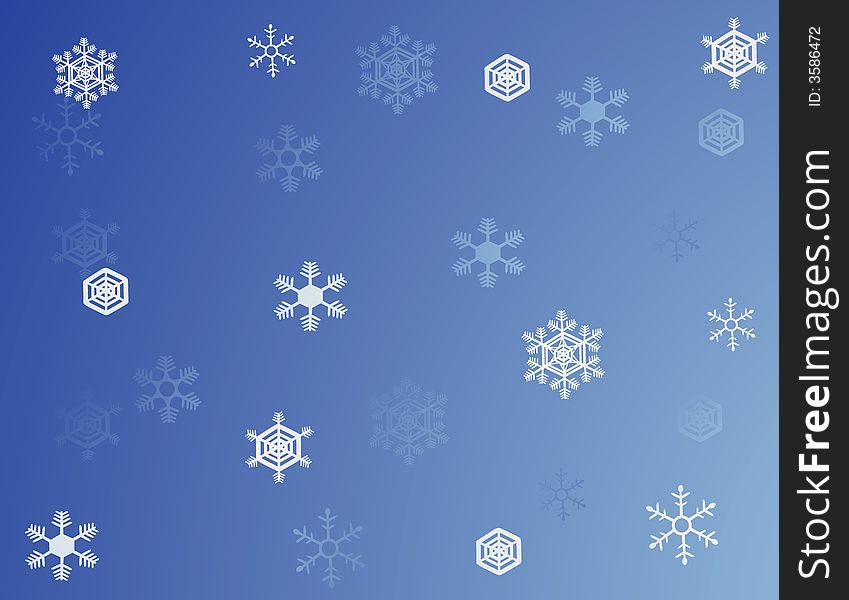 White snowflakes with a blue background. White snowflakes with a blue background