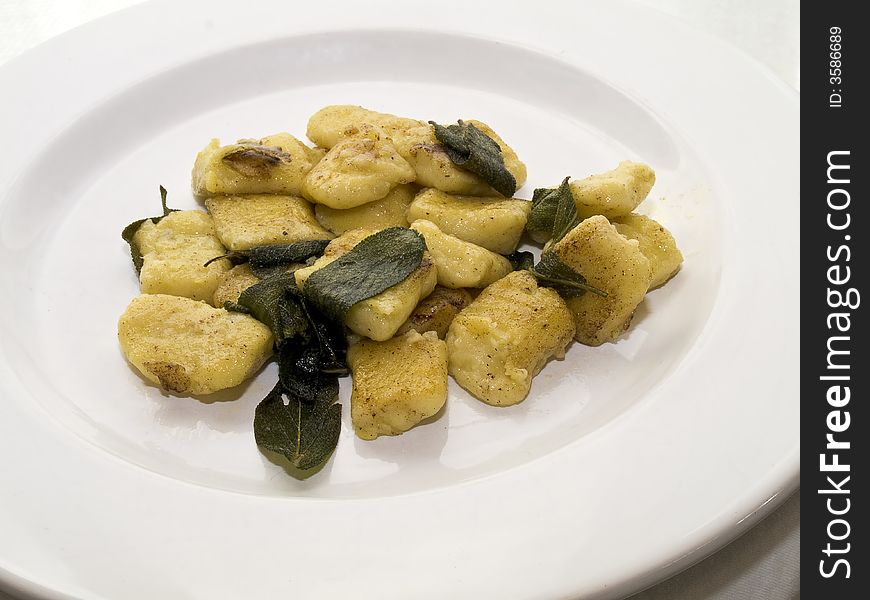 Plateful of gnocci with sage and butter