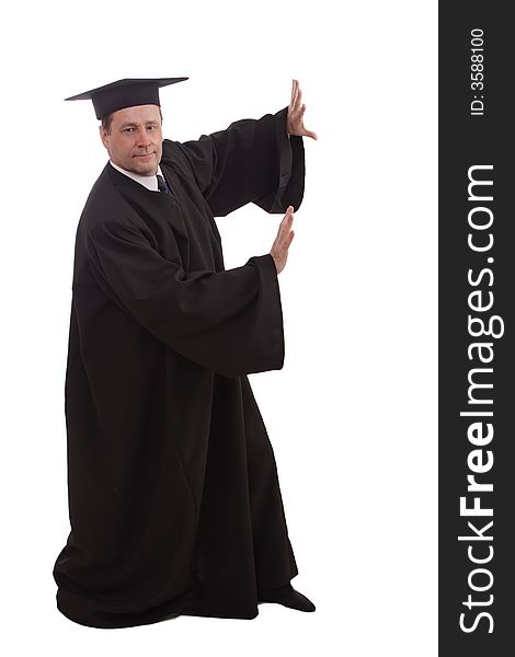 Education background: serious man in a academic gown. Education background: serious man in a academic gown.