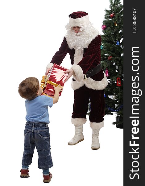Xmas  background: Santa, gifts, kid. Xmas  background: Santa, gifts, kid.