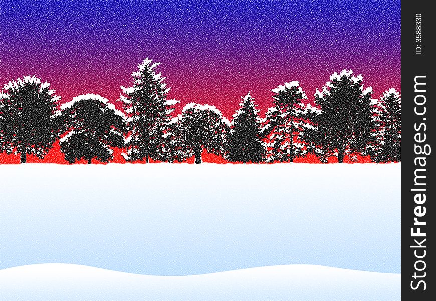 Christmas scene with falling snow illustration