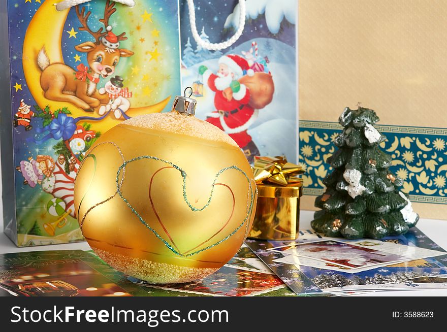 An image of christmas tree balls and decorations. An image of christmas tree balls and decorations