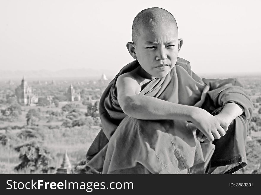 Bw portrait of a young monk